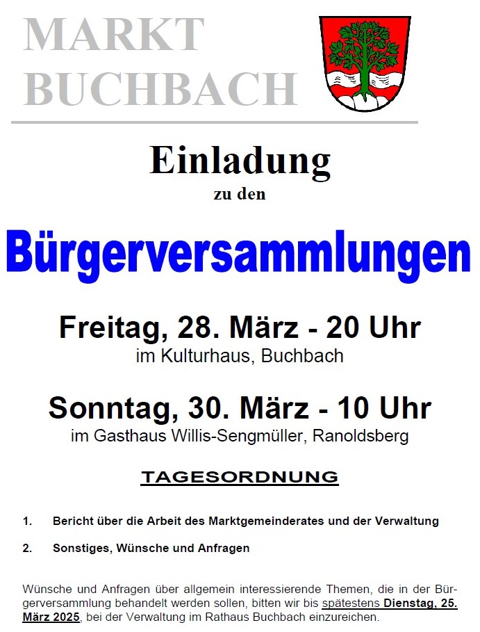 Bürgerversammlungen des Marktes Buchbach