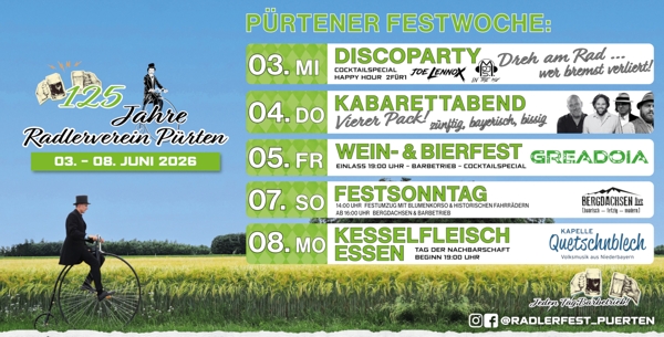 Pürtener Radlerverein feiert 125 Jahre